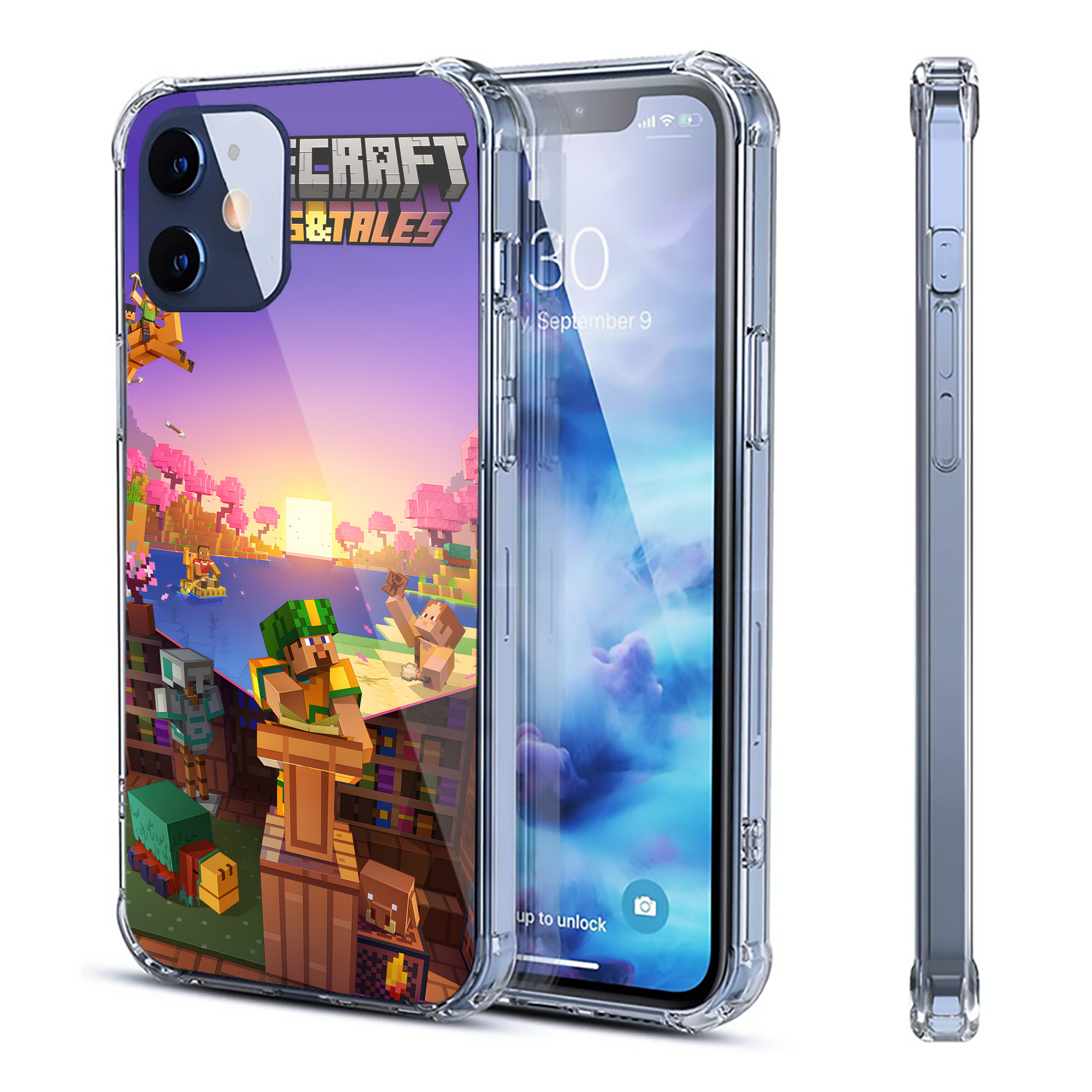 （画像用） マインクラフト ブロックの世界 Minecraft MC Block world 【iPhone 12シリーズ対応】透明スマホケース（クリアソフトケース）